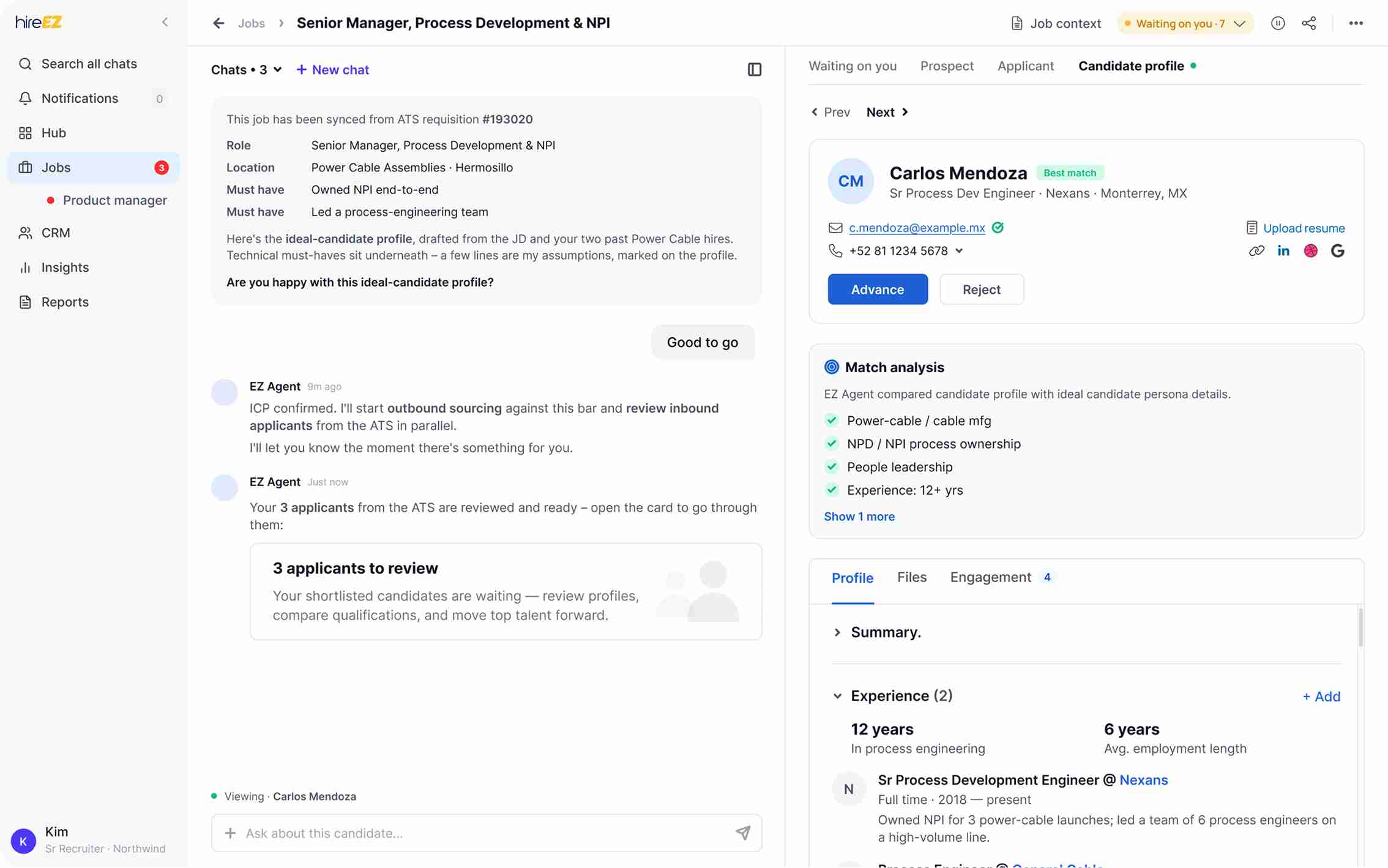 hireEZ product screenshot
