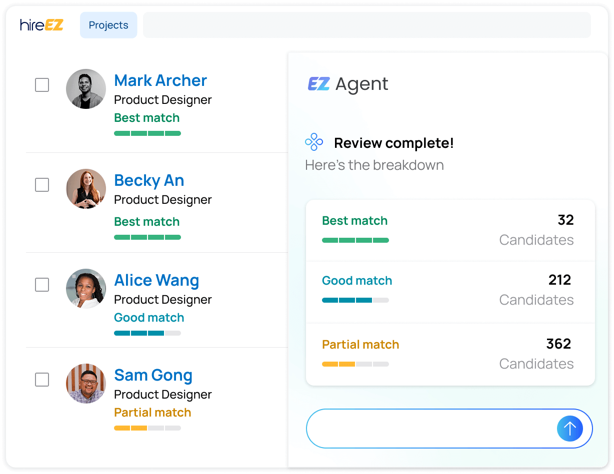 A highlight of using hireEZ to screen candidates
