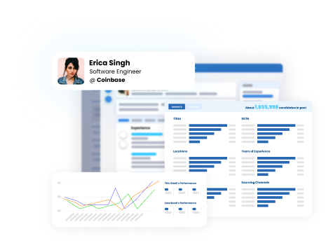 hireEZ interface of candidates sourcing with data analytics